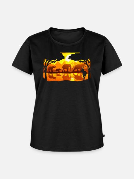 Scherenschnitt – Elefanten - Frauen Premium Bio T-Shirt - Schwarz