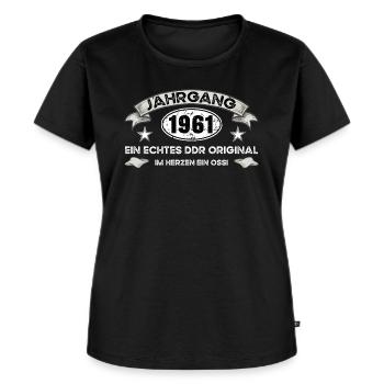 Jahrgang 1961 DDR Geburtstag Ossi - Frauen Premium Bio T-Shirt - Schwarz - Vorne - Selfina (174cm)