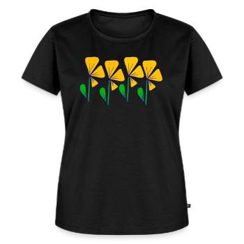 Iza Fabian-Gelbe Blumen Retro Style - Frauen Premium Bio T-Shirt - Schwarz - Vorne - Selfina (174cm)