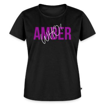 Amber QUI ? - T-shirt Premium bio Femme - noir - Devant - Selfina (174cm)