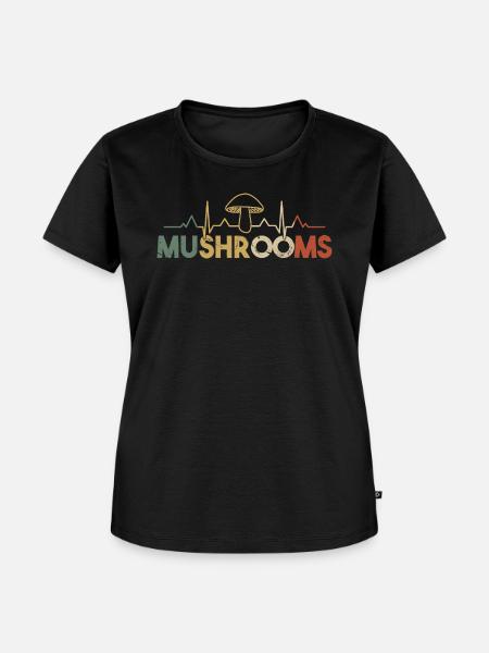 Pilze Heartbeat - Frauen Premium Bio T-Shirt - Schwarz