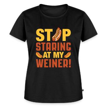 Hot Dog! Starr nicht auf mein WIener! - Frauen Premium Bio T-Shirt - Schwarz - Vorne - Selfina (174cm)