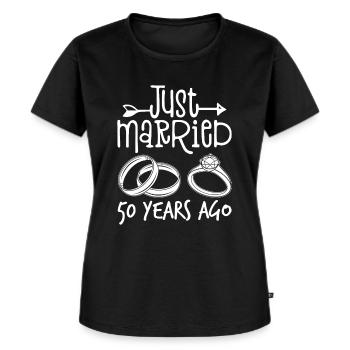 50 ans de mariage ! Noces d’or - T-shirt Premium bio Femme - noir - Devant - Selfina (174cm)
