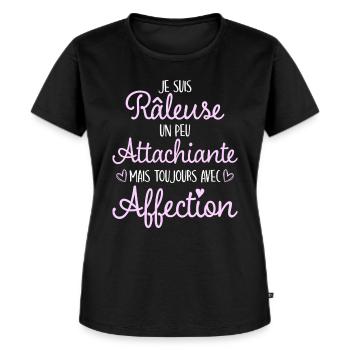 Madame Attachiante Humour Femme Raleuse - T-shirt Premium bio Femme - noir - Devant - Selfina (174cm)