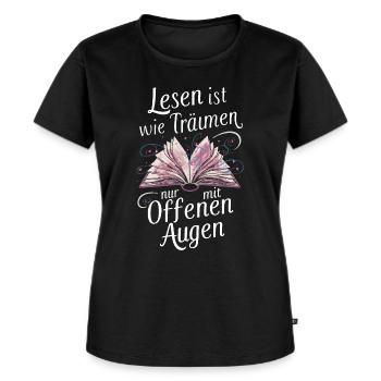 Buch Lesen Bücher Buch Nerd Bücherwurm - Frauen Premium Bio T-Shirt - Schwarz - Vorne - Selfina (174cm)