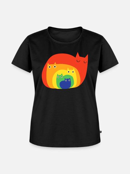Rainbow Cats Cute - Frauen Premium Bio T-Shirt - Schwarz
