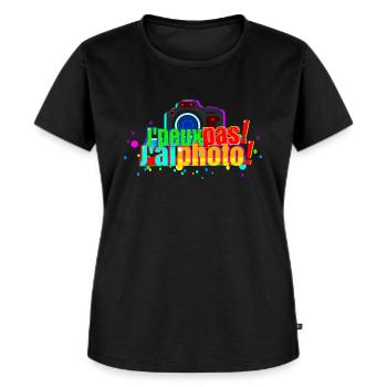 J'peux pas j'ai photo - T-shirt Premium bio Femme - noir - Devant - Selfina (174cm)