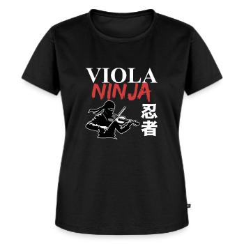 Bratsche Viola Bratschist Ninja Lustig - Frauen Premium Bio T-Shirt - Schwarz - Vorne - Selfina (174cm)
