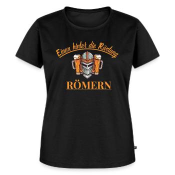 Einen hinter die Rüstung römern - Frauen Premium Bio T-Shirt - Schwarz - Vorne - Selfina (174cm)
