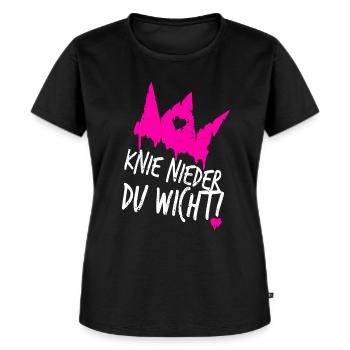 Prinzessin Krone Knie Nieder Böse Königin Lustig - Frauen Premium Bio T-Shirt - Schwarz - Vorne - Selfina (174cm)