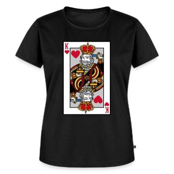 T-shirt Coeur Roi du Blackjack, Argent de Poker - T-shirt Premium bio Femme - noir - Devant - Selfina (174cm)