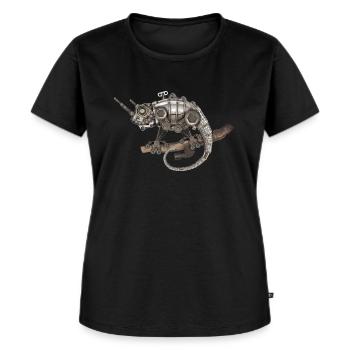 Steampunk Chamäleon - Frauen Premium Bio T-Shirt - Schwarz - Vorne - Selfina (174cm)