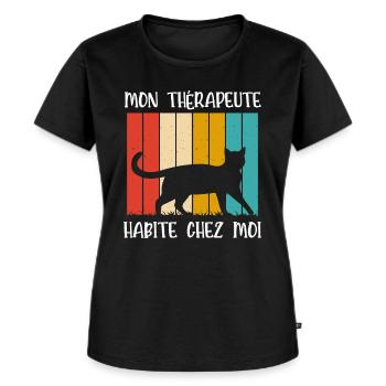 mon thérapeute habite chez moi - T-shirt Premium bio Femme - noir - Devant - Selfina (174cm)