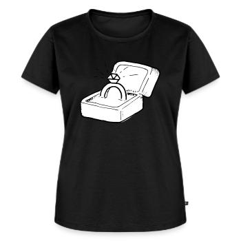 Heirate mich! Diamant Ring Klunker Antrag Geschenk - Frauen Premium Bio T-Shirt - Schwarz - Vorne - Selfina (174cm)
