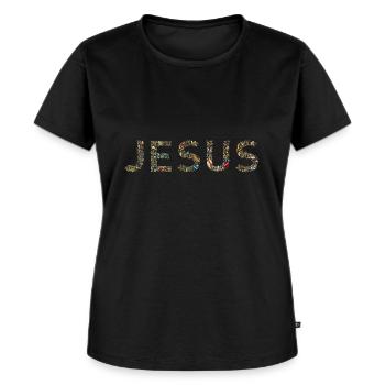 Écriture de goutte d'eau colorée de Jésus - T-shirt Premium bio Femme - noir - Devant - Selfina (174cm)