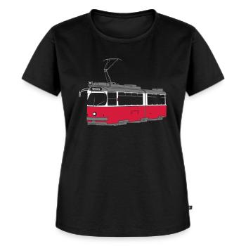 Wiener Straßenbahn - Frauen Premium Bio T-Shirt - Schwarz - Vorne - Selfina (174cm)