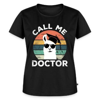 Lustiges Lama Doktor Promotion Doktortitel Spruch - Frauen Premium Bio T-Shirt - Schwarz - Vorne - Selfina (174cm)