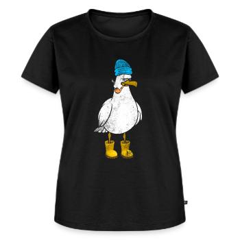 Lustige Matrosen Möwe - Frauen Premium Bio T-Shirt - Schwarz - Vorne - Selfina (174cm)