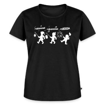 Rabimmel Rabammal Raboom, mit meiner Laterne - Frauen Premium Bio T-Shirt - Schwarz - Vorne - Selfina (174cm)