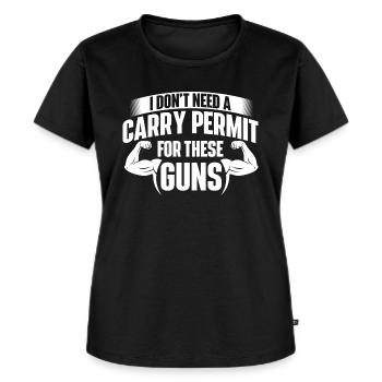 Für diese Waffen ist keine Trageerlaubnis erforderlich - Gym Humor - Frauen Premium Bio T-Shirt - Schwarz - Vorne - Selfina (174cm)