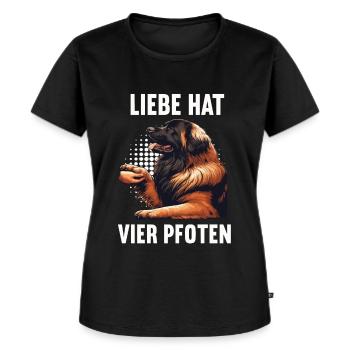 Liebe hat Vier Pfoten Leonberger Leonbergerhund - Frauen Premium Bio T-Shirt - Schwarz - Vorne - Selfina (174cm)