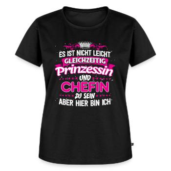 CHEFIN - gleichzeitig Prinzessin - Frauen Premium Bio T-Shirt - Schwarz - Vorne - Selfina (174cm)