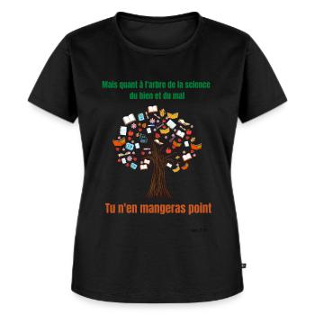 Mais quant à l'arbre de la science du bien et ! - T-shirt Premium bio Femme - noir - Devant - Selfina (174cm)