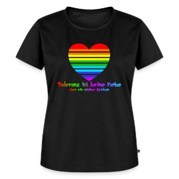 love pride Regenbogen Toleranz LGBTQIA+ - Frauen Premium Bio T-Shirt - Schwarz - Vorne - Selfina (174cm)