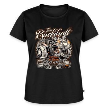 Team Backdraft, 20 years of Pulling. - Women's Premium Organic T-shirt - black - Front - Selfina (174cm)