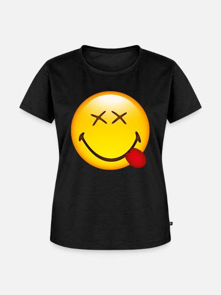 Smiley Tongue out - Frauen Premium Bio T-Shirt - Schwarz