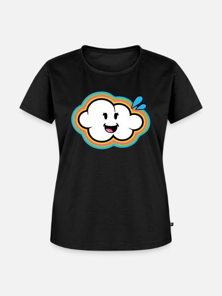 Smiley Kawaii Cloud - Frauen Premium Bio T-Shirt - Schwarz
