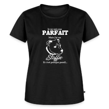 Staffie Staffordshire Bull Terrier Staffy Chien - T-shirt Premium bio Femme - noir - Devant - Selfina (174cm)