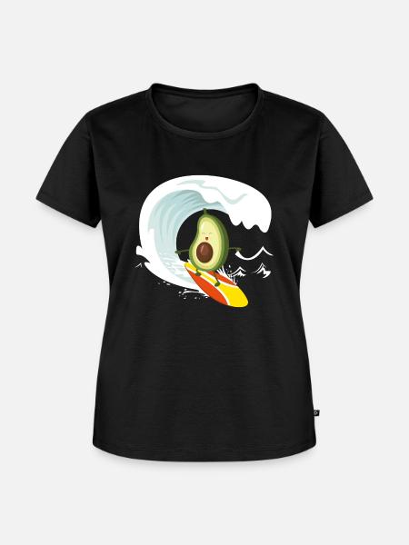 Surfen Avocado - Frauen Premium Bio T-Shirt - Schwarz