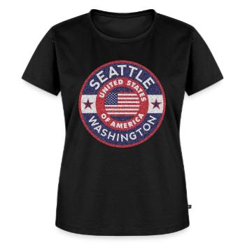 SEATTLE - Frauen Premium Bio T-Shirt - Schwarz - Vorne - Selfina (174cm)