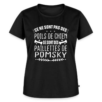 Pomsky Cadeau Propriétaire de Chiens - T-shirt Premium bio Femme - noir - Devant - Selfina (174cm)