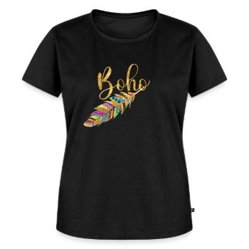 Boho Feder - Frauen Premium Bio T-Shirt - Schwarz - Vorne - Selfina (174cm)