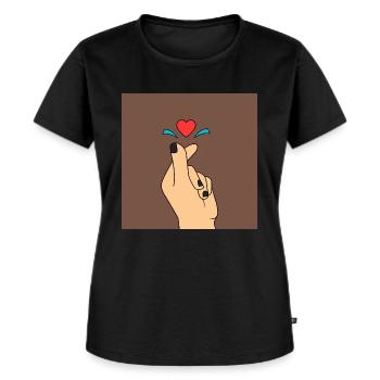 La main avec le cœur - T-shirt Premium bio Femme - noir - Devant - Selfina (174cm)