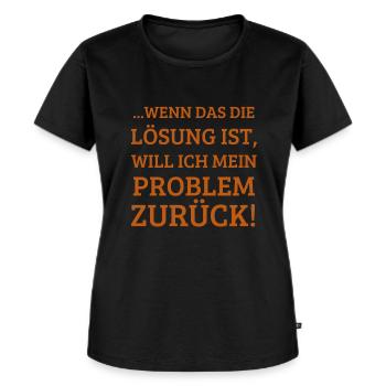 Problem Lösung - Frauen Premium Bio T-Shirt - Schwarz - Vorne - Selfina (174cm)