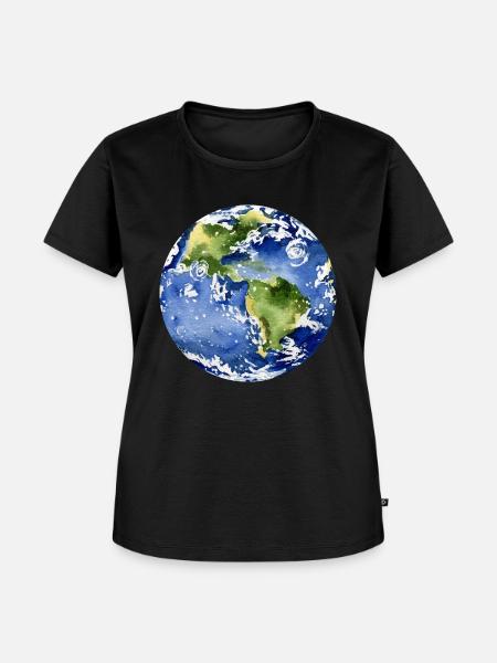 Erdaquarell Planetenforschung - Frauen Premium Bio T-Shirt - Schwarz