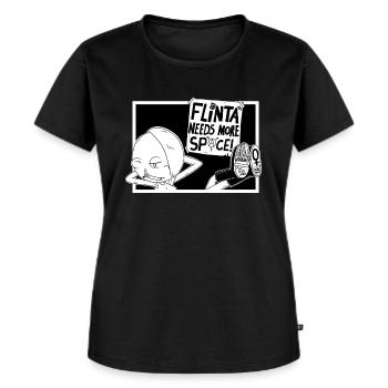 FLINTA Needs More Space! - Frauen Premium Bio T-Shirt - Schwarz - Vorne - Selfina (174cm)