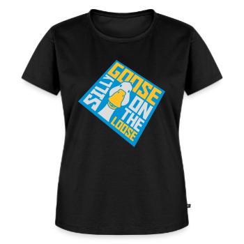 goose on the loose - Frauen Premium Bio T-Shirt - Schwarz - Vorne - Selfina (174cm)