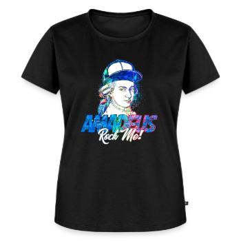 Amadeus Rock Me | Wolfgang Amadeus Mozart Klassik - Frauen Premium Bio T-Shirt - Schwarz - Vorne - Selfina (174cm)
