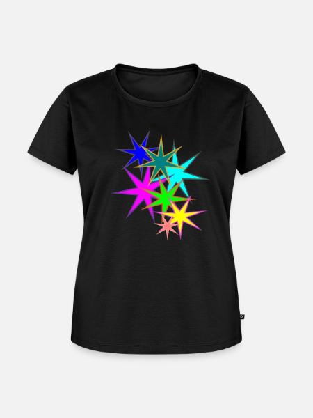 bunte Sterne - Frauen Premium Bio T-Shirt - Schwarz