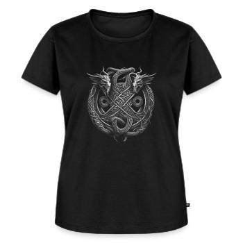 Black Coven - Drachenbrüder - Frauen Premium Bio T-Shirt - Schwarz - Vorne - Selfina (174cm)