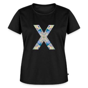 Lettre X en mandala - T-shirt Premium bio Femme - noir - Devant - Selfina (174cm)