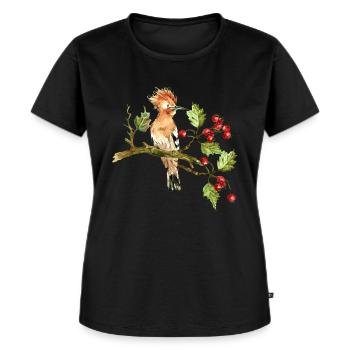 Bunter Vogel - Frauen Premium Bio T-Shirt - Schwarz - Vorne - Selfina (174cm)
