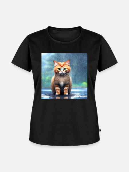 Kätzchen im Regen - Frauen Premium Bio T-Shirt - Schwarz