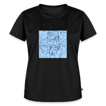 Face line blue - T-shirt Premium bio Femme - noir - Devant - Selfina (174cm)