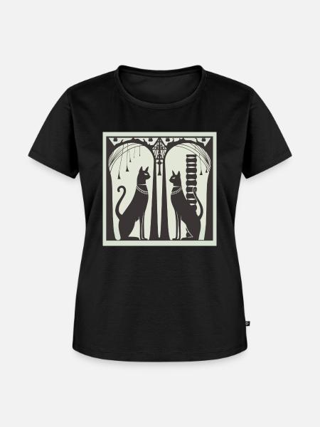 Ägyptische Katzen - Frauen Premium Bio T-Shirt - Schwarz