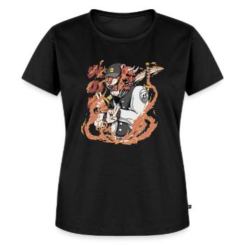 Tora - Tigre de flamme - T-shirt Premium bio Femme - noir - Devant - Selfina (174cm)